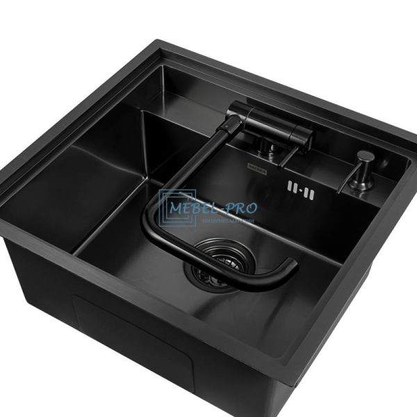 Комплект ARFEKA мойка кухонная AF 520*490 + смеситель AF FSS304 + дозатор ZP DS BLACK
