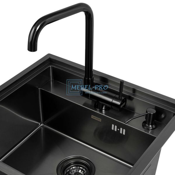 Комплект ARFEKA мойка кухонная AF 520*490 + смеситель AF FSS304 + дозатор ZP DS BLACK